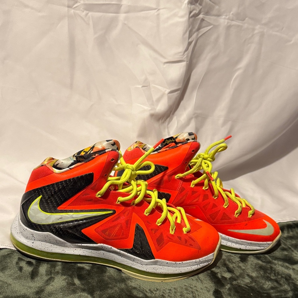 Nike neon red and black lebrons